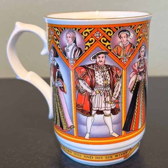 Vintage JAMES SADLER King Henry VIII And His Six Wives Fine Bone China Cup Mug - Picture 1 of 14